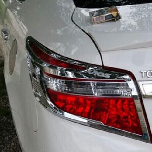 For Toyota VIOS 2014 ABS Chrome Accessories Rear Tail Lights Lamp Covers Frame Trim Car Quality Styling Sequins