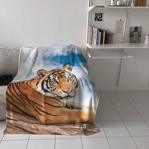 Home Soft Blankets Sky Tiger Sitting Down Adult Children Bedroom Bed Sofa Throw Blankets Office Warm Air Conditioning Quilt