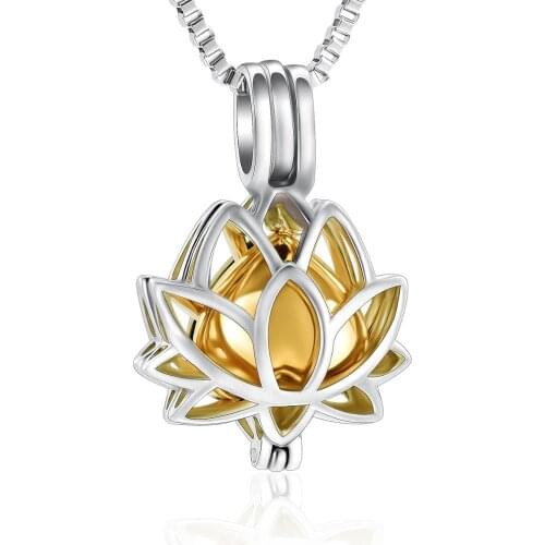 K001 Cremation Jewelry for Ashes Lotus Flower Ashes Pendant Urn Necklace with Mini Heart Keepsake Memorial Ash Jewelry