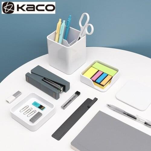 KACOGREEN LEMO Storage 3 IN 1 White Simple Multifunctional Pen Holder Note Storage Box For Office School Stationery Supplies
