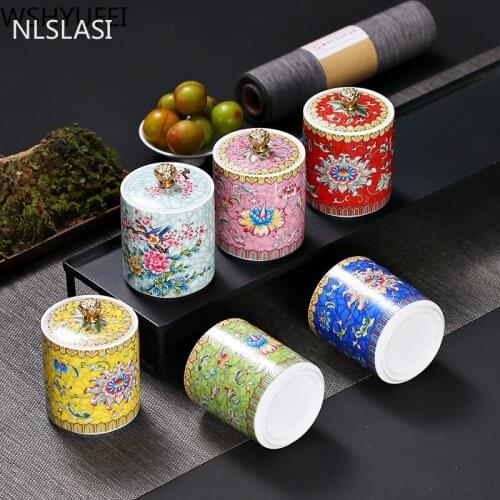 WSHYUFEI ceramics Tea Caddy Jar Box Travel Portable Tea Caddy Dried fruit spice jar Tea Storage Box Snack Jar Sealed jar
