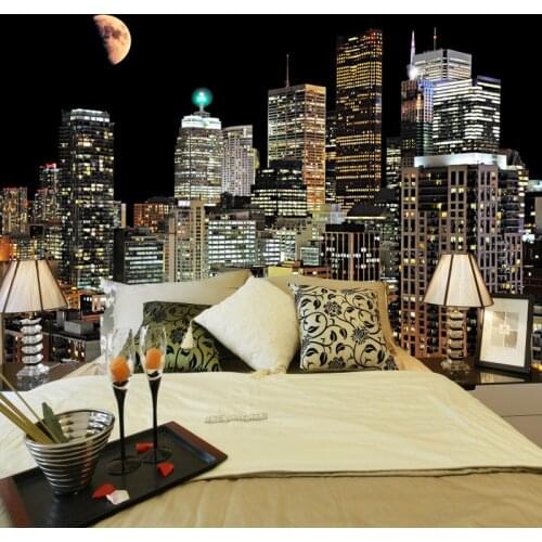 Beautiful City Night Scene 3D Mural Wallpaper Dining Room Cafe Theme Hotel Living Room Home Decor Wall Paper Papel De Parede 3D