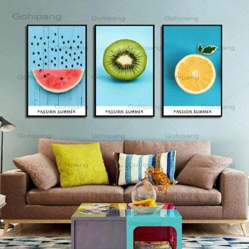 Minimalist Delicious Fruit Watermelon Orange Poster Kiwi Home Wall Art Canvas Painting Print Picture Home Decoration