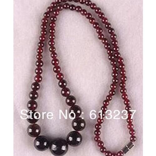 Fashion style natural 6-12mm newly garnet stone round beads diy Jewellery necklace making 18" MY4623