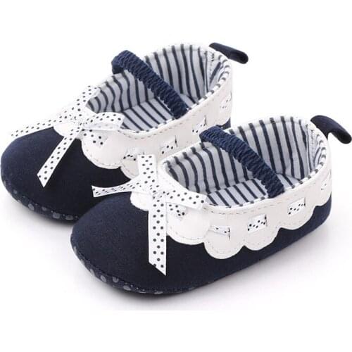 2021 Ins Autumn Baby Girls Shoes Bowknot Design Anti-Slip Striped Print Toddler Soft Soled Casual Walking Shoes