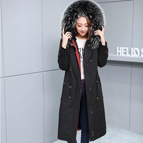 Real Fur Coat Winter Jacket Women Rex Rabbit Fur Liner Raccoon Fur Collar Hooded Parka Abrigos Mujer Invierno 2020 1802-1 YY570