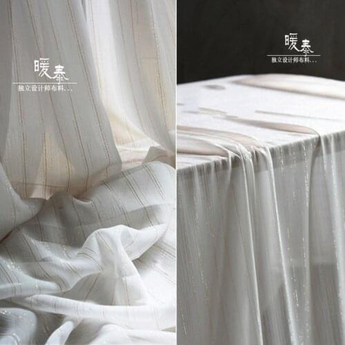 Striped Chiffon Fabric Gold and Silver Thread DIY Patchwork Background Decor Stage Clothes Shirt Skirt Dress Designer Fabric