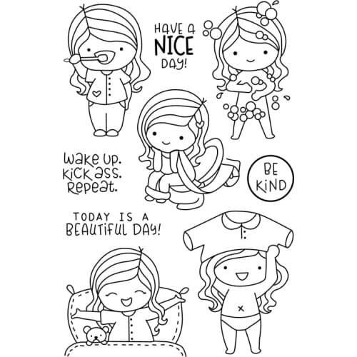 Girl and boy Transparent Clear stamps and metal cutting dies