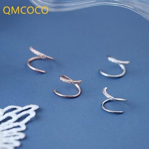 QMCOCO 925 Silver Cubic Zircon Hoop Earrings With Irregular Wave-Shape Earrings For Women Girls Birthday Party Gifts