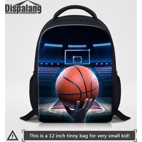 Dispalang 12'' Basketball Print School Backpack For Boys Football Custom Logo Bookbag For Children Kids DIY Image Mini Schoolbag