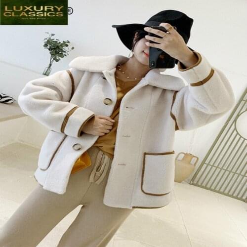 Fur Coat Female Real Autumn Winter Jacket Women 2021 Korean Sheep Shearing Coats Vintage 100% Wool Coats Top Hiver LW2134