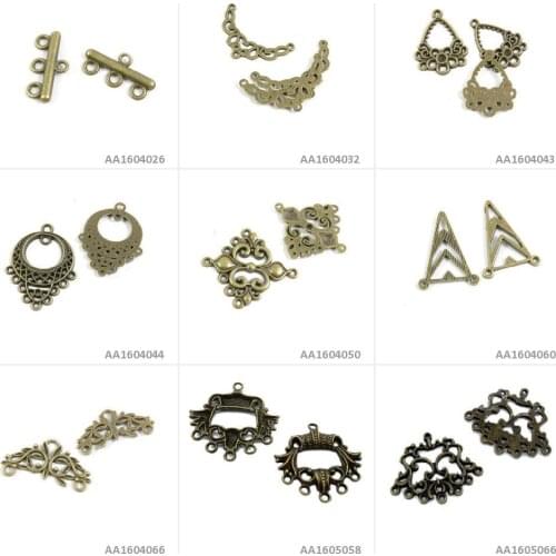 Antique Bronze Tone Jewelry Charms 3 5 7 Strand Reducer Connector Leaf Mask End Separator Bars Triangle Earring Collar Beading