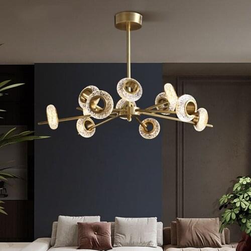 Modern American Crystal Chandelier Lighting and Dining Room Luxury Gold Lustre Kitchen Molecular art Hanging Lamps