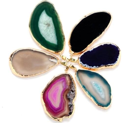 Light Yellow Gold Color Irregular Shape Many Style Agates Pendant for Gift Ethnic Jewelry