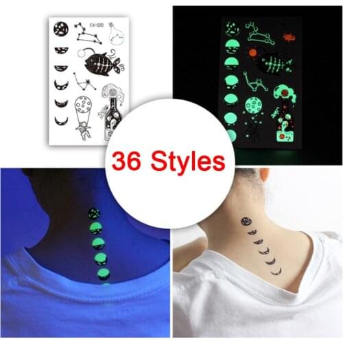 Luminous Tattoo Sticker Small Element Light Festival Temporary Fake Tatoo Shine in the dark Waterproof Tattoo
