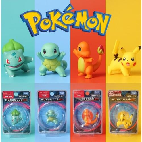 TAKARA TOMY Genuine Pokemon Pikachu Charmander Squirtle Bulbasaur Cute Action Figure Ornament Model Toys