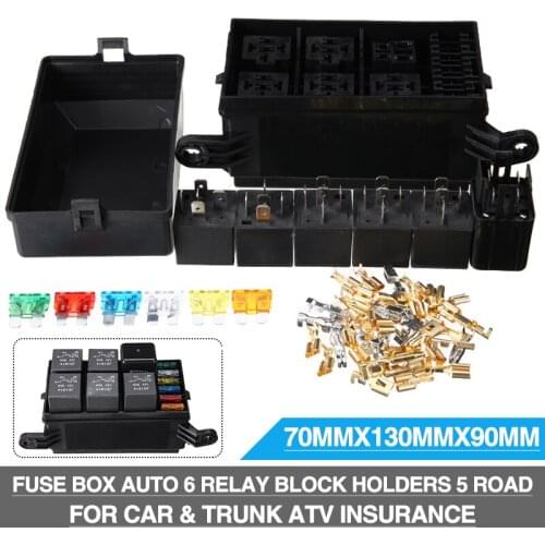 1set Universal Automobile Fuse Box Durable Car 6 Relay Block Holders 5 Road With 40A/80A Black Relay Cars & Trunk Accessories