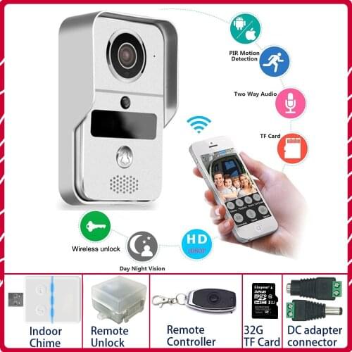 Wireless/Wifi Smart IP Villa Video Door Phone Intercom Doorbell Entry System 32GB Card