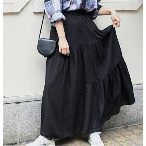 2020 Spring Autumn Women Long Skirts Holiday Beach Party Maxi Skirts Cotton And Linen Candy Color Skirts Plus Size 5XL 6XL 7XL