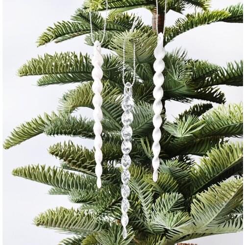 10Pcs 13cm Simulation Ice Xmas Tree Hanging Ornament Fake Icicle Prop Winter New Year Party Christmas Tree Hanging Decoration