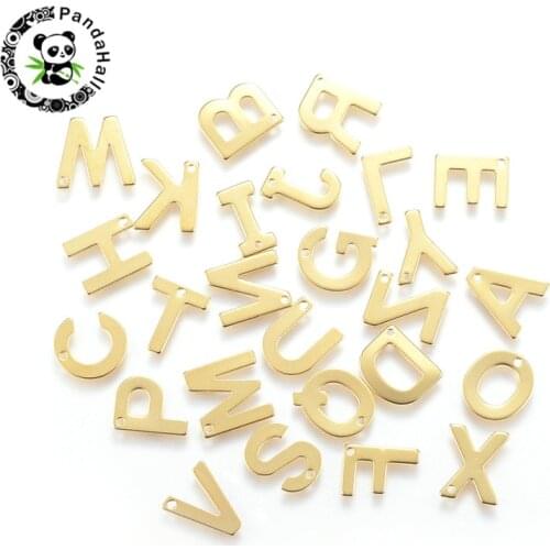 100pcs/lot Golden 304 Stainless Steel Alphabet Charms Pendants for Bracelet Necklace Jewelry Making