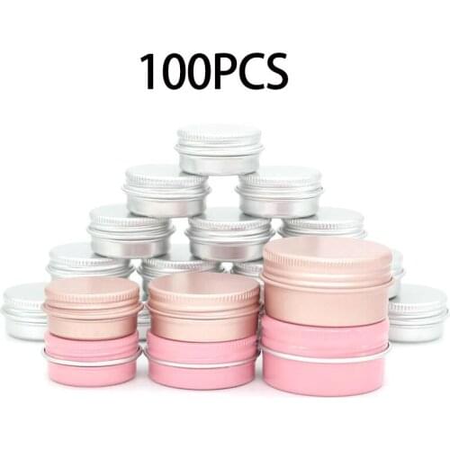 100pcs x 5g 10g 15g Aluminum Round Lip Balm Tin Containers with Screw Thread Lid - Great for Spices, Candies, Tea or Gift Giving