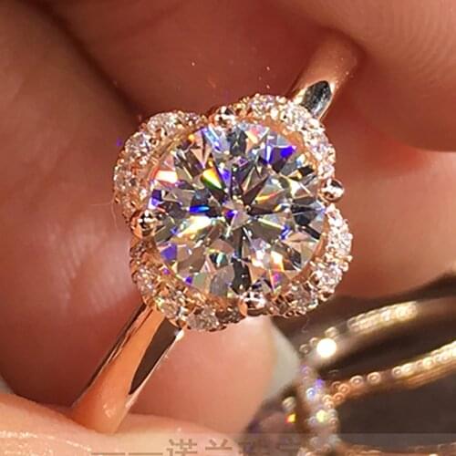 18K Au750 Rose Gold Women Ring Moissanite Diamonds 1 2 3 4 5 Carat Flower Bouquet Wedding Party Engagement Anniversary Ring