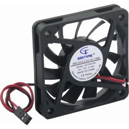 2 Pieces Gdstime 6cm DC 12V 60mm x 10mm Motor Brushless Cooling Fan 60x60x10mm 2Pin Dupont Computer CPU Case Cooler 6010s