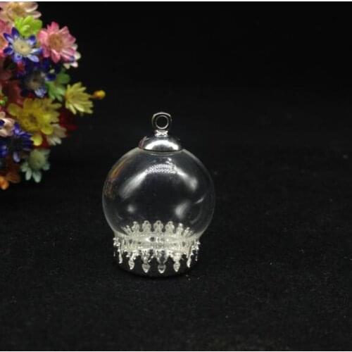 20sets/lot 20*15mm glass globe with silver plated findings glass bubble DIY vial pendant (opening) jewelry necklace glass cover