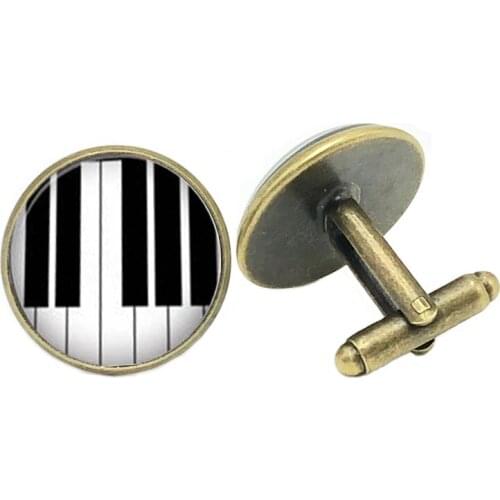 2020 New Creative All-match Suit Musical Instrument Piano Note Glass Cabochon Charm Cufflinks Mens Gift Cufflinks Jewelry