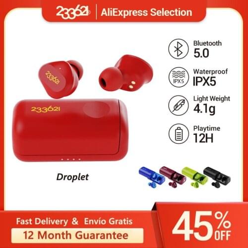 233621 Droplet Bluetooth Headphones 4.1g Lightweight Mini True Wirless Game Headsets 12hours Playtime IPX5 Waterproof