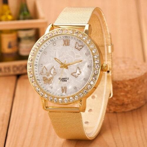 Butterfly Rhinestone Gold Ladies Women Girl Bracelet Quartz Wrist Watch Charm Gift Ladies Dress Watches Gift Luxury Reloj Mujer