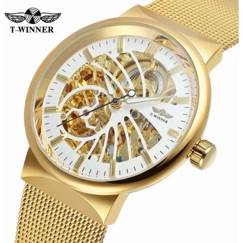 Winner 2018 Fashion Neutral Design Silver Steel Men Short Small Dial Mens Watches Top Brand Luxury Mechanical Skeleton Watch