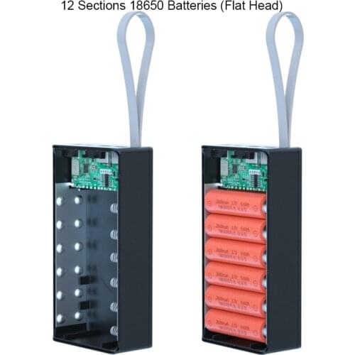 12*18650 Battery Power Bank Case Charger Box Holder Dual USB LCD Display Support Quick & Wireless Charger Battery Shell Storage