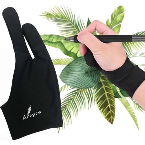 Black Artist Glove Two-Finger Drawing Glove Anti-fouling Reduce Friction for hand for Ugee\Huion\Gaoman\Bosto Drawing Tablet