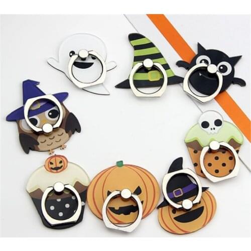 360 Degree Halloween Owl Ghost Finger Ring Smartphone Stand Holder Mobile Phone Holder Stand For Iphone X 6 7 Huawei P20 Lite