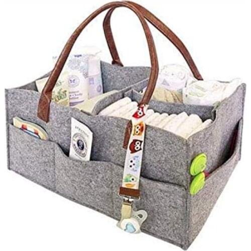 Baby Diaper Caddy, Portable Nursery Storage Bin Felt Basket with Changeable Compartments, Car Travel Bag,baby Wipes Bag