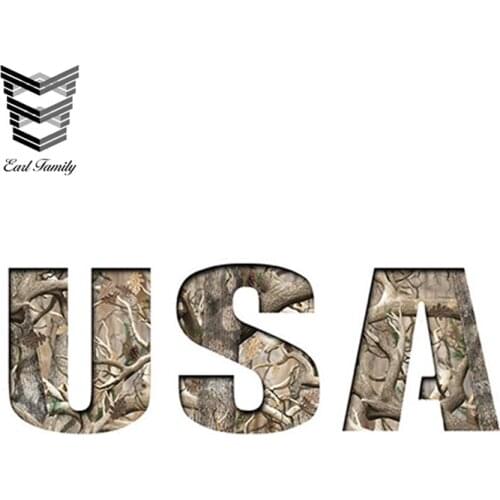 EARLFAMILY 15cm x 5cm USA CAMO Cutout Sticker Vinyl Car Truck Bumper Decal Hunting America Car Sticker Sign Decal