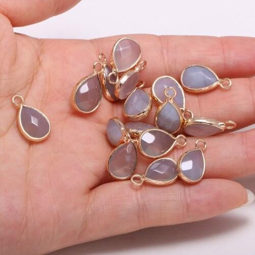 Natural Stone Faceted Grey agates Pendants Water drop shape Exquisite Charms for Jewelry Making Diy earring necklace accessories