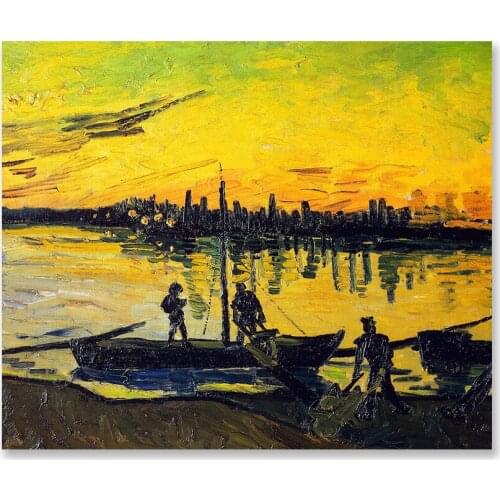 Canvas Painting Van Gogh The Stevedores In Arles (Coal Barges) Picture Wall Art Home Decor Poster and Print for Living Room