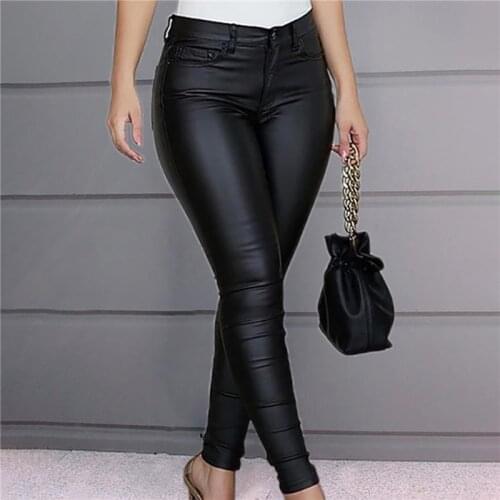 Faux Leather Leggings Women Black Sexy Push Up Leggings High Waist Pants Plus Size Fitness Skinny Jeggings Pants New