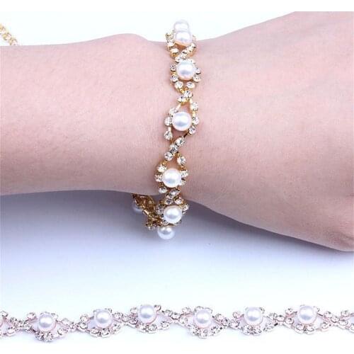 Fashion Luxury Rhinestone Pearl Bracelet Bridal Wedding Jewelry Shining Crystal Prom Party Sexy Lady Bracelet Gift Accessories