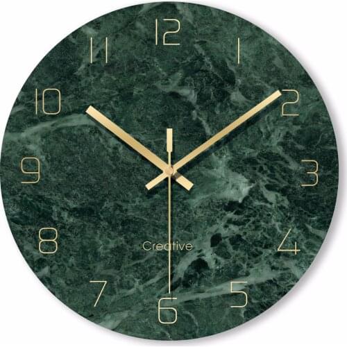 Marble Wall Clock Simple Decorative Creative Nordic Modern Marble Clock Wall Clock for Living Room Kitchen Office Bedroom