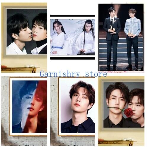 Xiao Zhan and Wang Yibo DIY Diamond Mosaic Cross Stitch Kits 5D Diamond Painting Diamond Embroidery Wall Art Home Decor