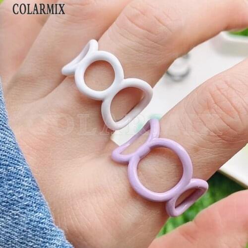 6Piece Sumer color Rings Mix color Hollow Circle rings jewelry rings accessories jewels jewelry party ring Enamel rings51678