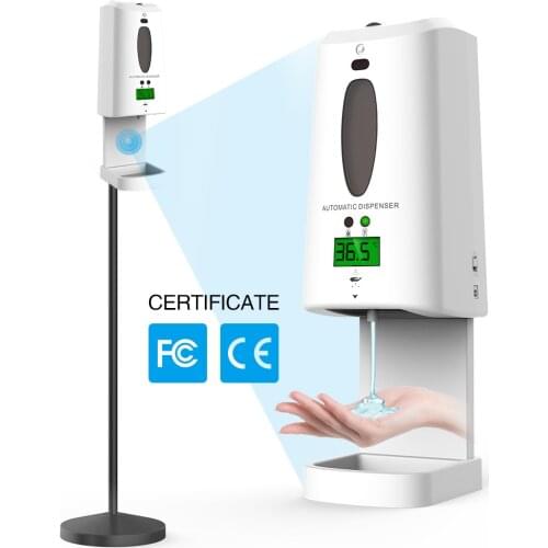Floor Standing Hand Sanitizer Dispenser Automatic Touchless Liquid Spray Gel Disinfection Station Body Temperature Measurement