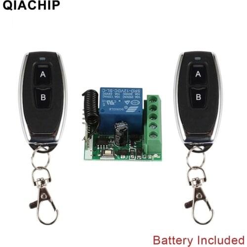 QIACHIP 433Mhz DC 12V 1CH Remote Control Relay Switch Receiver Module + Universal Smart RF Transmitter Lock Controller Gate Door