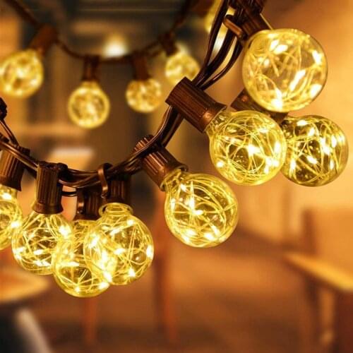 Thrisdar 25Ft 25 Christmas G40 Globe Bulbs hanging String Light copper wire Fairy Light Garland for Backyard Bistro Tent Cafe