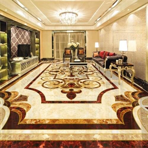 PVC Self-Adhesive Waterproof Floor Mural Wallpaper HD 3D Marble Floor Tile Sticker Living Room Hotel Papel De Parede Wallpapers