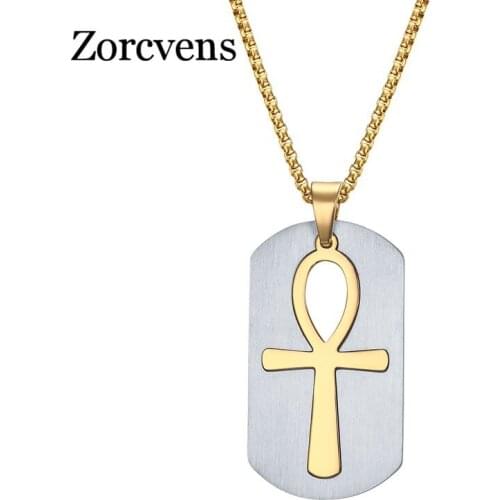 Modyle Removable Ankh Necklace Pendant Surgical Steel Life Cross Egyptian Men Jewelry Gold-Color The Key of the Nile